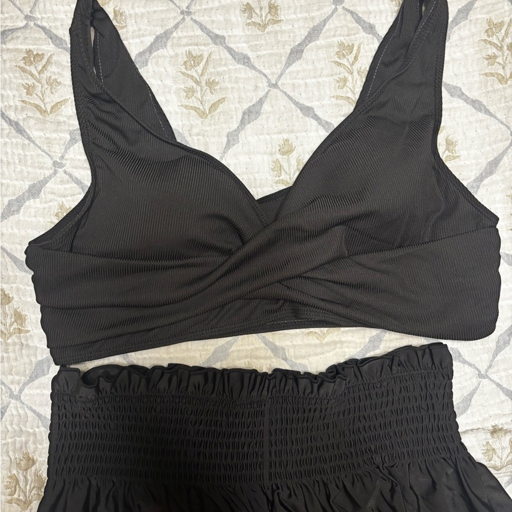 Black Two-Piece Swimsuit Set